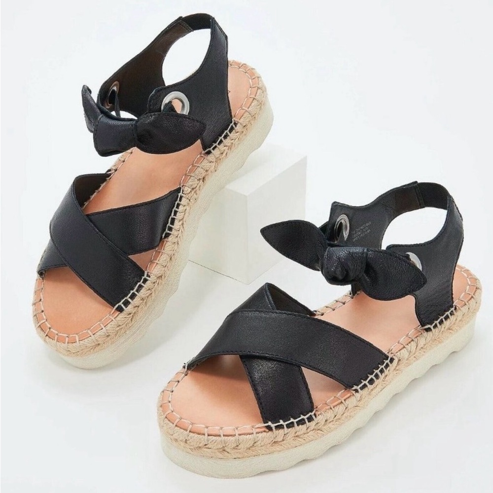 Frye Black Suede Bow Knot Espadrille Platform Sandals Frye Women’s Size 8M